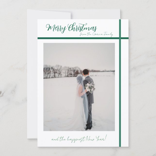 Invitation Customizable Green and White Christmas Card (Devant)