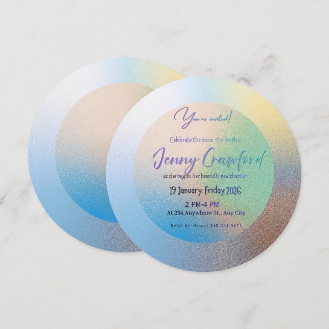 Invitation Customizable Pastel Gradient Round Wedding Brunch  (Devant / Derrière)