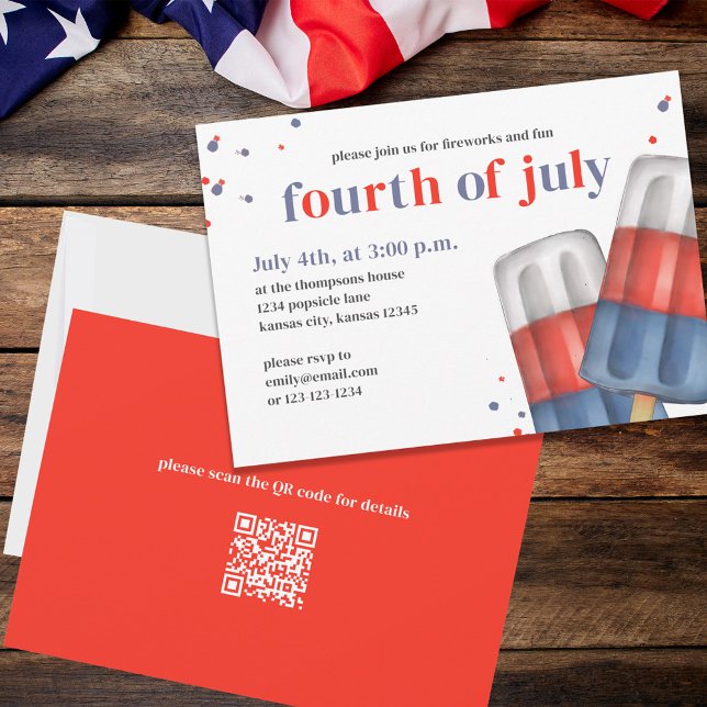 Invitation Cute 4 juillet Fête d'été Custom (Créateur téléchargé)