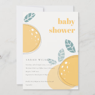 Invitation Cute Abstrait Citron Citrus Fruité Baby shower gra