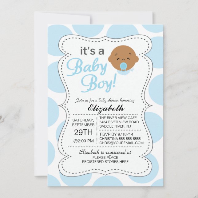 Invitation Cute African American C'est un Baby shower bébé ga (Devant)