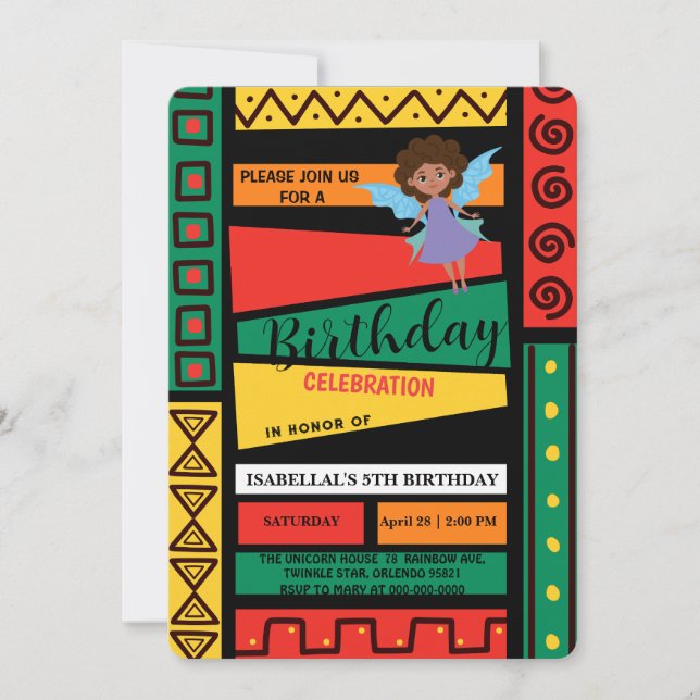 Invitation Cute afro angel African american girls Anniversair (Devant)