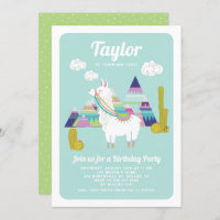 Cute Alpaca Colorful Anniversaire de enfant Invita