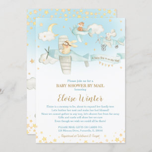 Invitation Cute Animaux Avions Avion Baby shower par courrier