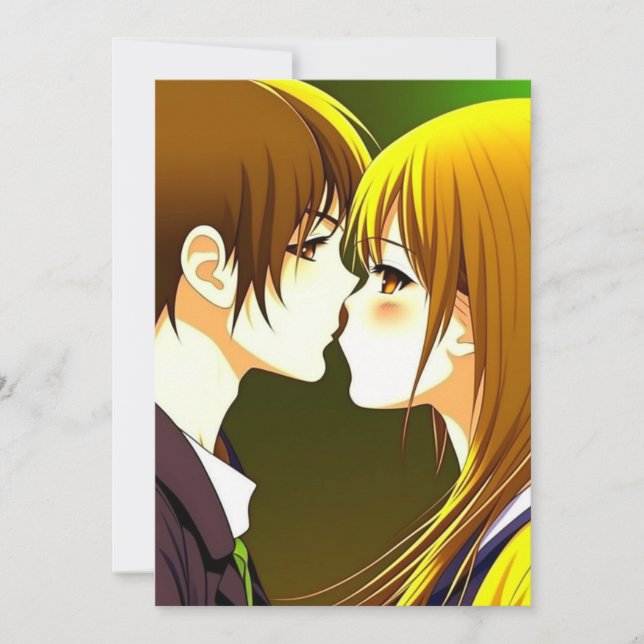 Invitation Cute Anime Couple Mariage (Devant)