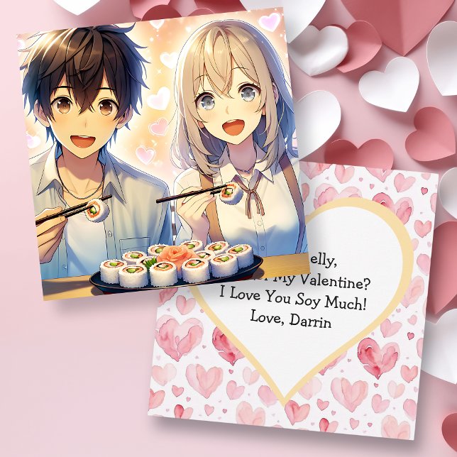 Invitation Cute Anime Sushi Pun Saint Valentin (Créateur téléchargé)