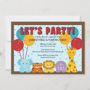 Invitation Cute Anniversaire de enfant de la jungle Safari