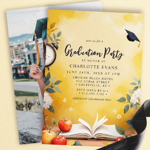 Invitation Cute Apples Livres Teacher Graduation Party Photo
