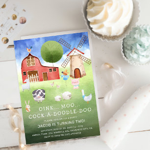 Invitation Cute Aquarelle Animaux de ferme Anniversaire de en