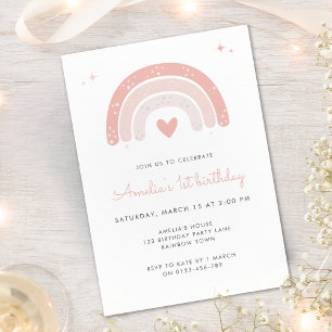 Invitation Cute Aquarelle arc-en-ciel 1er anniversaire