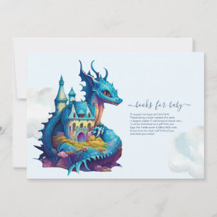 Invitation Cute Aquarelle Baby shower Dragon Bleu