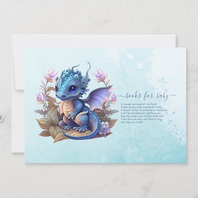 Invitation Cute Aquarelle Baby shower Dragon Bleu (Devant)