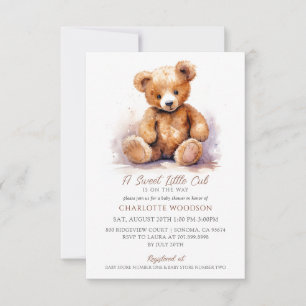 Invitation Cute Aquarelle Baby shower Ours Teddy