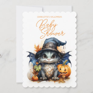 Invitation Cute Aquarelle Bébé Dragon Baby shower Halloween