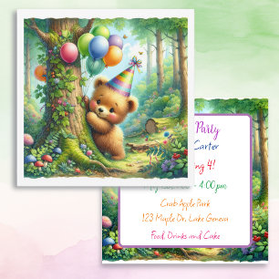 Invitation Cute Aquarelle Cartoon Bébé Ours Bébé Anniversaire