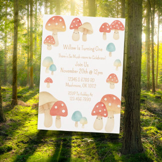 Invitation Cute Aquarelle Champignons Anniversaire de enfant