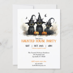 Invitation Cute Aquarelle Chats de cuisine Citrouille Hallowe