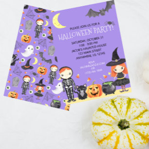 Invitation Cute Aquarelle Costume d'Halloween Enfants