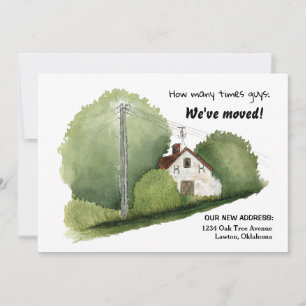 Invitation Cute Aquarelle Cottage Nous avons Déménagé Faire-p