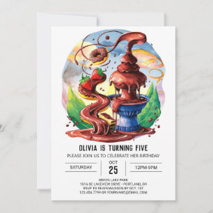 Invitation Cute Aquarelle Fontaine Chocolat Anniversaire