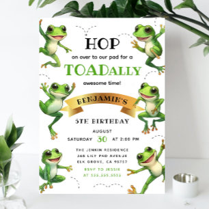 Invitation Cute Aquarelle Grenouilles Hop Sur Tout Âge Annive
