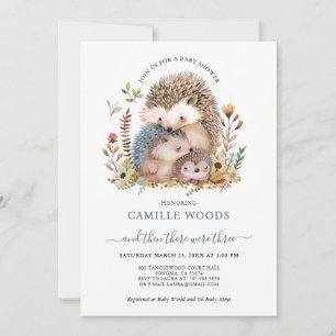 Invitation Cute Aquarelle Hérisson Baby shower de famille