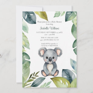 Invitation Cute aquarelle Koala Oear Baby shower