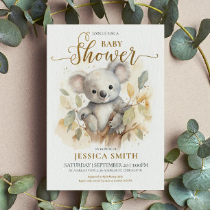 Invitation Cute aquarelle Koala Oear Baby shower