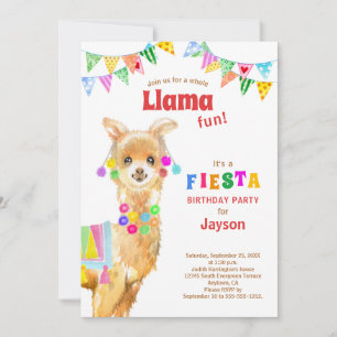 Invitation Cute aquarelle Llama Anniversaire Fiesta