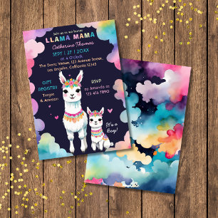 Invitation Cute aquarelle Llama Mama Baby shower mexicain