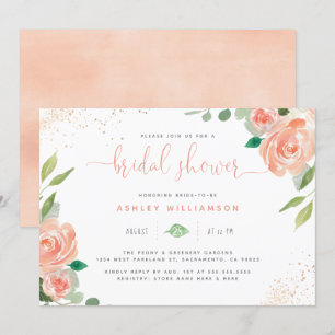 Invitation Cute Aquarelle Peonies et Fête des mariées Eucalyp