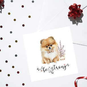 Invitation Cute aquarelle Pomeranian Soyez forte calligraphie