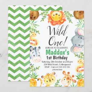 Invitation Cute Aquarelle Safari Animaux Anniversaire Invitat