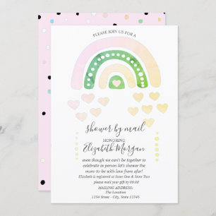 Invitation Cute Arc-En-Ciel, Coeurs, Points, Baby shower Par 