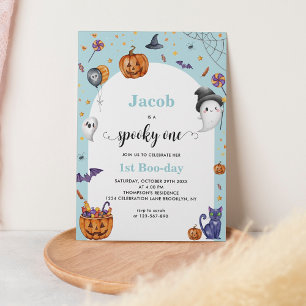 Invitation Cute Arch Bleu Éffrayant 1er Halloween Anniversair