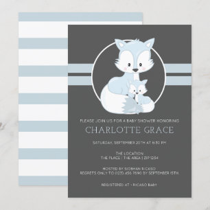 Invitation Cute Arctic Fox Baby shower personnalisé