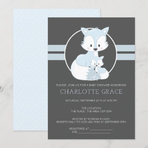 Invitation Cute Arctic Fox Baby shower personnalisé
