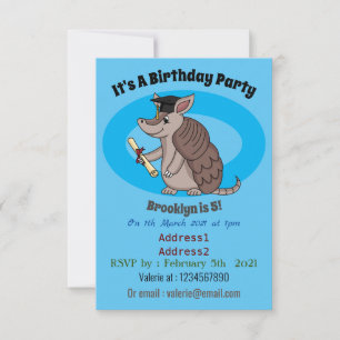 Invitation Cute armadillo avec dessin animé de la casquette d