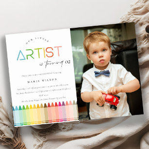 Invitation Cute Artiste Crayon Rainbow Photo N'Importe Quel Â