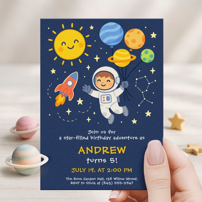 Invitation Cute Astronaut Kids Birthday Card (Créateur téléchargé)