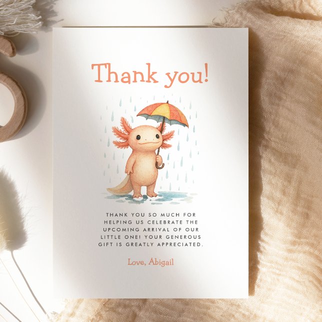 Invitation Cute Axolotl Baby Shower Thank You Card (Créateur téléchargé)