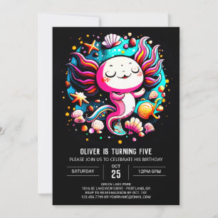 Invitation Cute Axolotl Printable Anniversaire Célébration