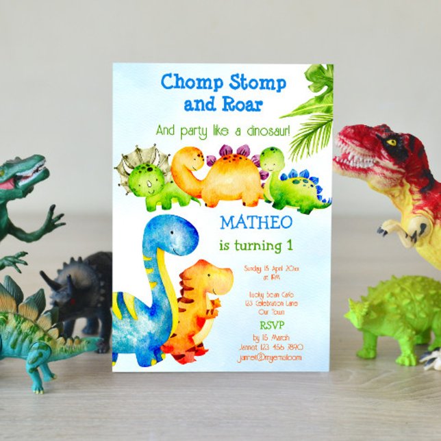 Invitation Cute Baby dinosaurs toddler birthday party  (Créateur téléchargé)
