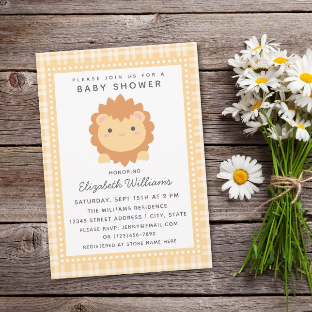 Invitation Cute Baby Lion Cub Baby shower neutre genre (Créateur téléchargé)