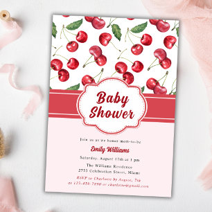 Invitation Cute Baby shower Aquarelle rouge cerise
