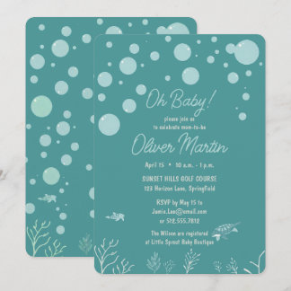 Invitation Cute Baby Shower Boy Aqua Fish Park Adorable Oce