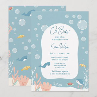 Invitation Cute Baby Shower Boy Aqua Fish Park Adorable Oce