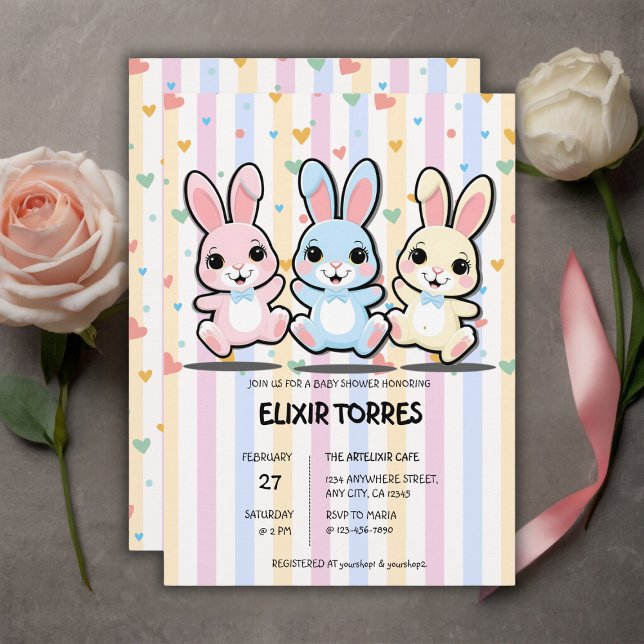 Invitation Cute Baby shower de Bunny-Bunny-Coeur (Créateur téléchargé)