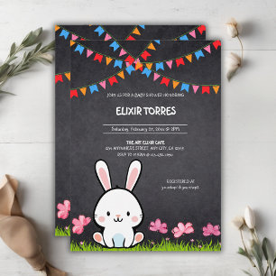 Invitation Cute Baby shower de lapin en tableau blanc