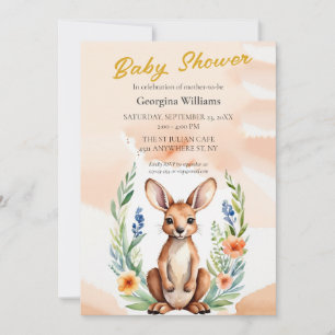 Invitation Cute Baby shower floral Kangaroo
